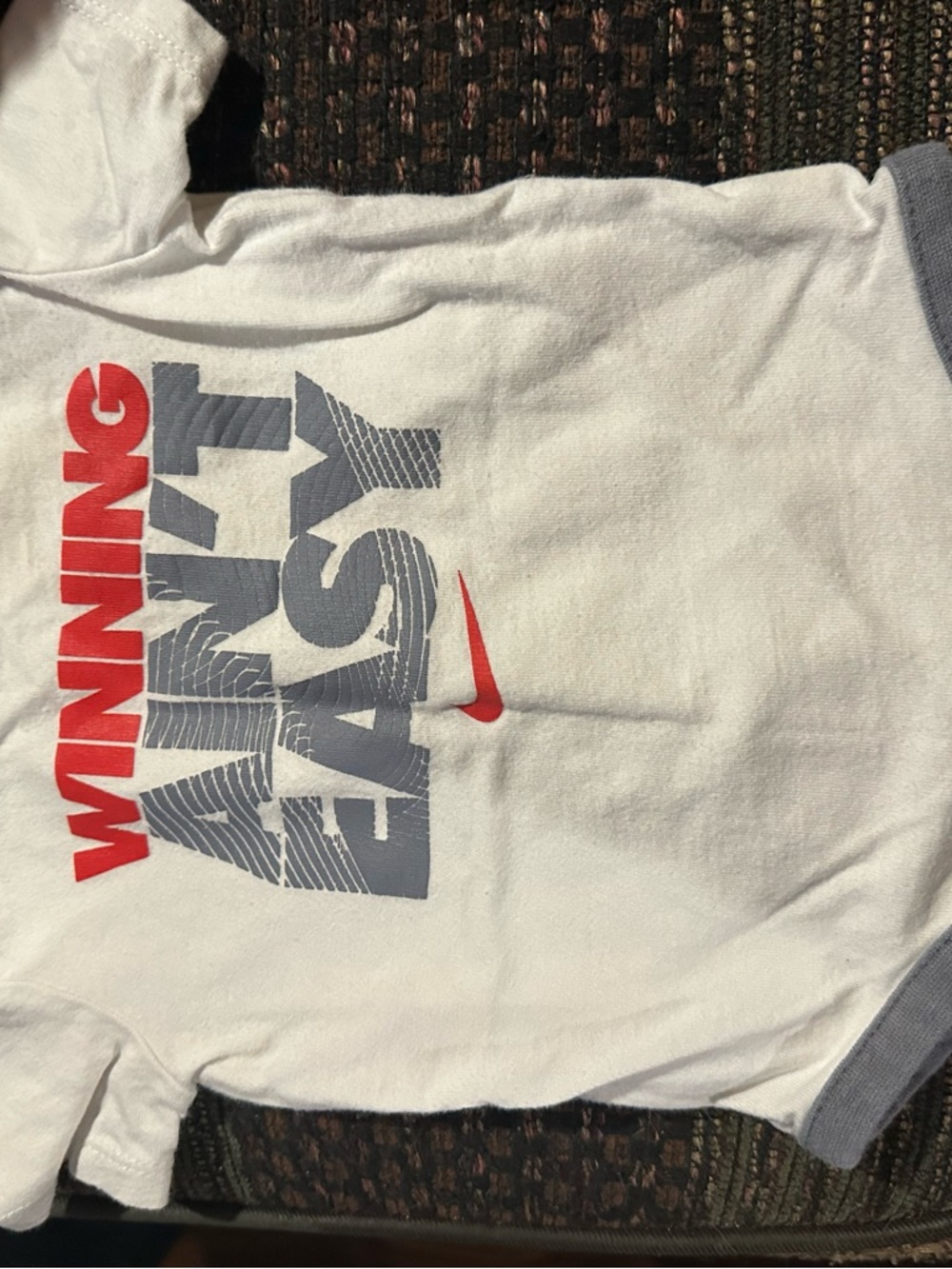 Nike White Graphic Tee with Red and Gray Print